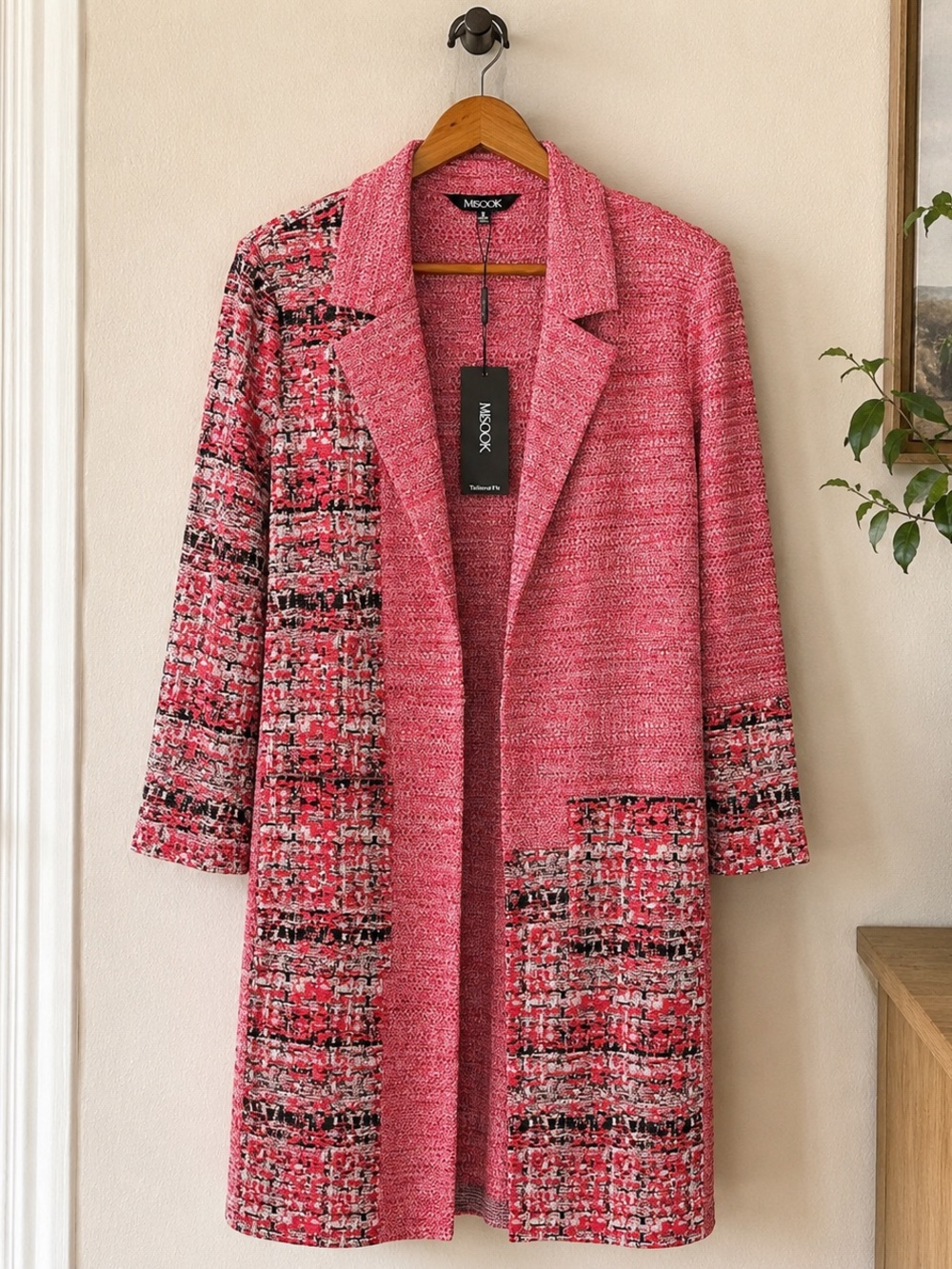 MISOOK Patchwork Tweed Long Duster Coat NWT- Size Medium - Picture 6 of 10